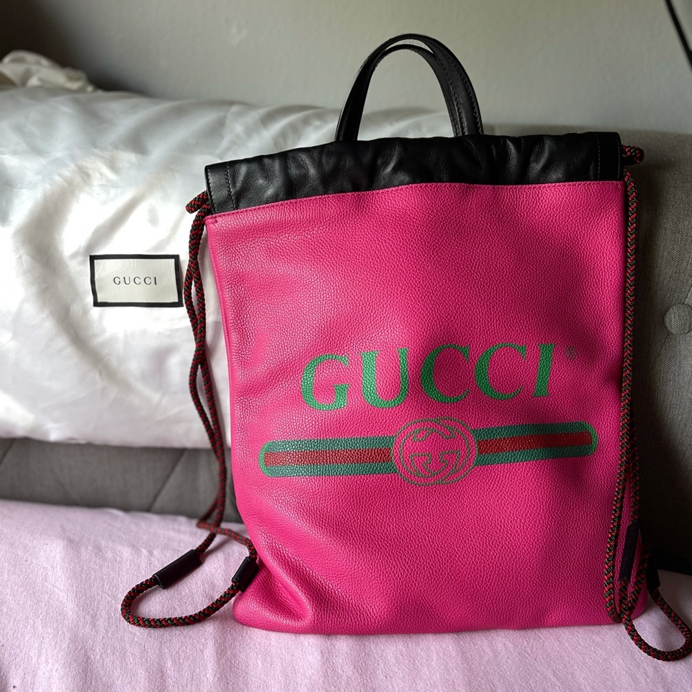 Gucci Pink Drawstring Backpack - Picture 2 of 4